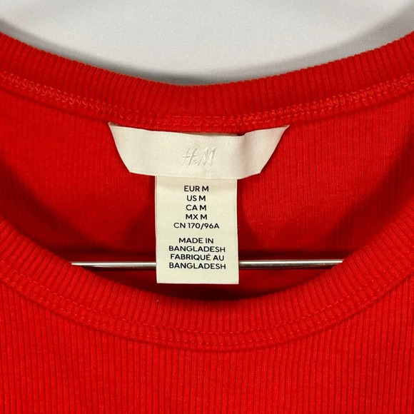 H&M Red Ribbed Cropped Tank Top Medium‎ - Picture 3 of 4